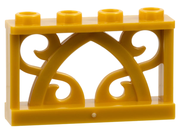 Fence Ornamented 1 x 4 x 2 with 4 Studs in Pearl Gold