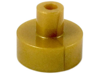 Tile Special Round 1 x 1 with Hollow Bar in Pearl Gold