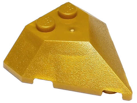 Brick Wedged, Sloped 4 x 4 Pointed in Pearl Gold