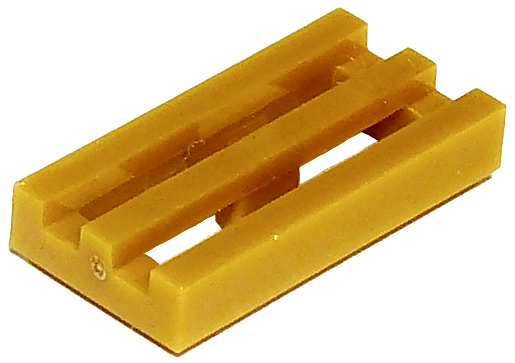 Tile Special 1 x 2 Grille with Bottom Groove in Pearl Gold