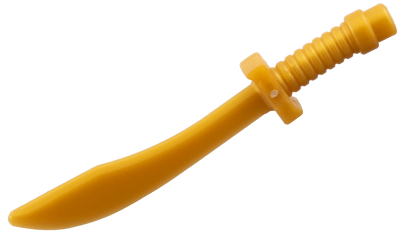 Weapon Sword / Saber with Curved Blade and Hilt in Pearl Gold