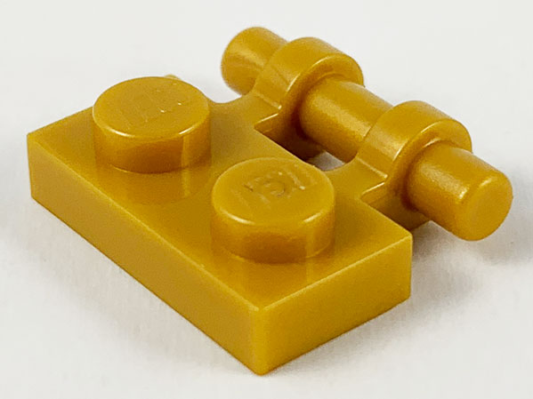 Plate Special 1 x 2 Side Handle [Free Ends] in Pearl Gold