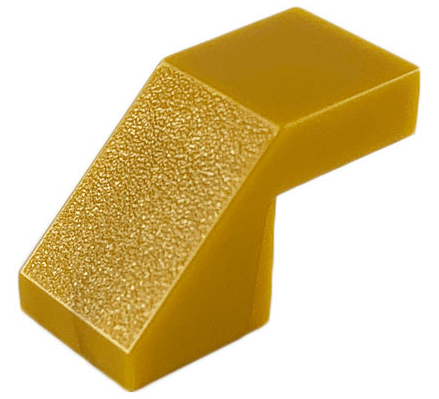 Brick Sloped 45° 2 x 1 with 2/3 Inverted Cutout and no stud in Pearl Gold