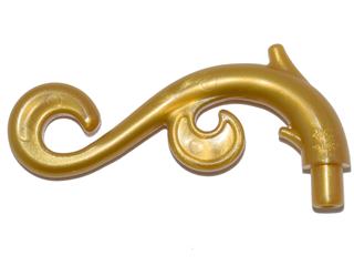Curled Decorative Ornament / Plant Vine with Bar in Pearl Gold