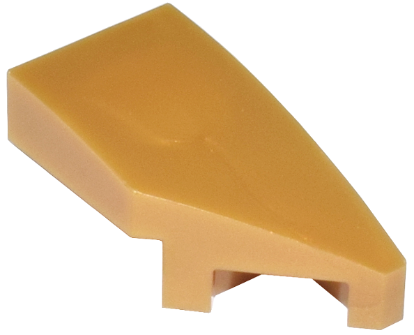 Brick Wedged, Curved 2 x 1 with Stud Notch Right in Pearl Gold