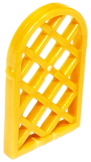 Window 1 x 2 x 2 2/3 Pane Lattice Diamond with Rounded Top in Pearl Gold