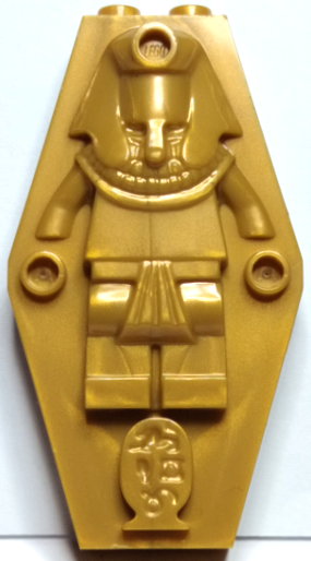 Sarcophagus Lid 2 x 4 x 6 with Mummy Relief [Plain] in Pearl Gold
