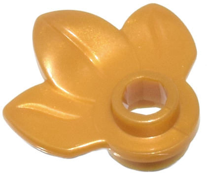 Plant, Plate 1 x 1 Round with 3 Leaves in Pearl Gold