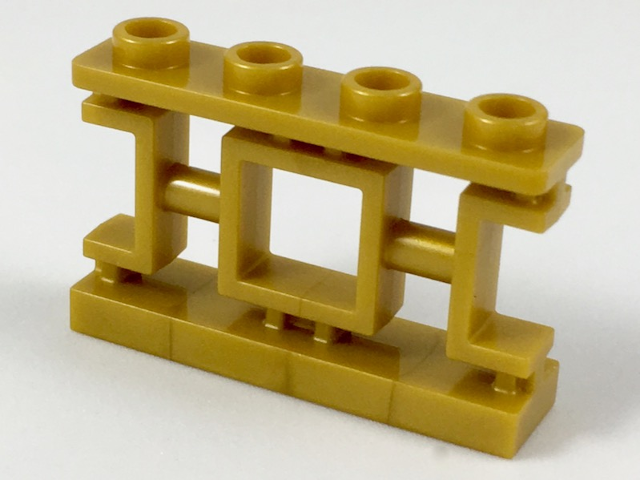 Fence 1 x 4 x 2 Ornamental Asian Lattice Square with 4 Studs in Pearl Gold