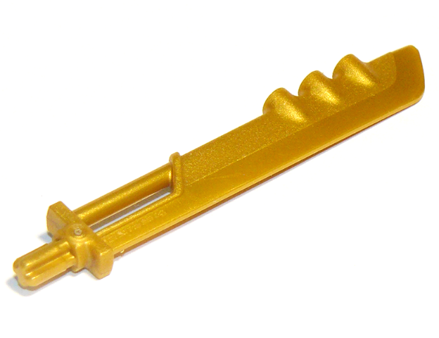 Large Figure Weapon Sword, 3 Bar Holes and Axle Hilt in Pearl Gold