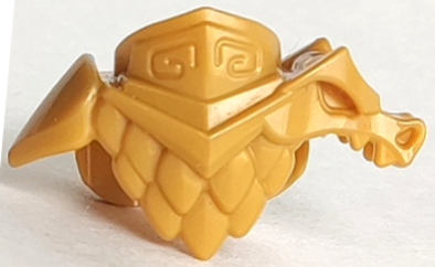 Minifig Neckwear Armor Breastplate with Shoulder Pads, Left Side Dragon, Chest Scales and 2 Studs on Back in Pearl Gold