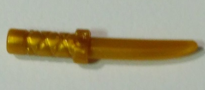 Weapon Dagger / Knife with Flat Hilt End and Curved Blade, Cross Hatched Grip in Pearl Gold