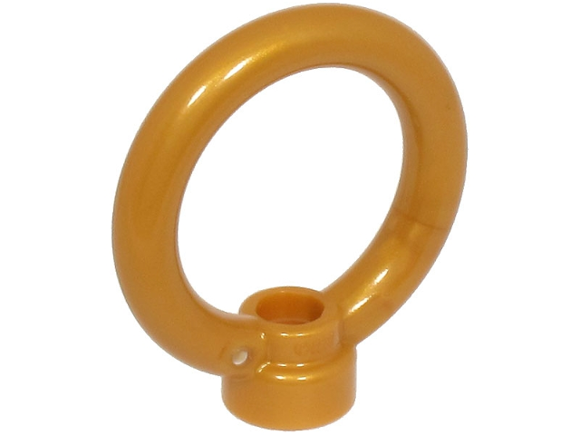 Plate Special, 1 x 1 Stud with 3 x 3 Ring on Top in Pearl Gold