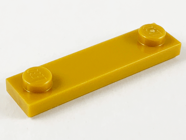 Plate Special 1 x 4 with 2 Studs with Groove [New Underside] in Pearl Gold