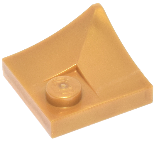Plate Special 2 x 2 with Double Inverted Curve, 1 Stud in Pearl Gold