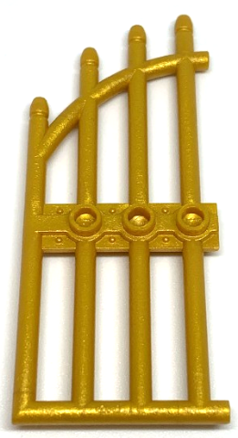 Gate 1 x 4 x 9 Arched with Bars and Three Studs in Pearl Gold