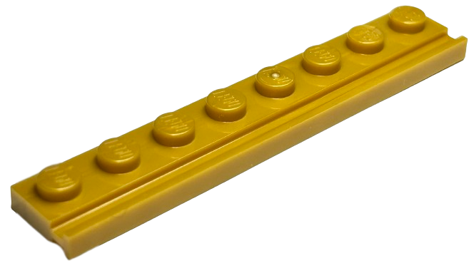 Plate Special 1 x 8 with Door Rail in Pearl Gold