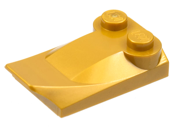 Brick Wedged, Curved 2 x 3 x 2/3 Two Studs, Wing End in Pearl Gold