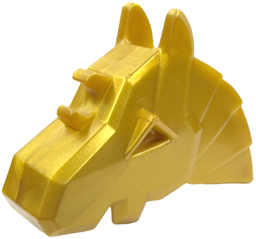 Animal / Creature Accessory, Horse Battle Helmet [Angular, Front Clip] in Pearl Gold