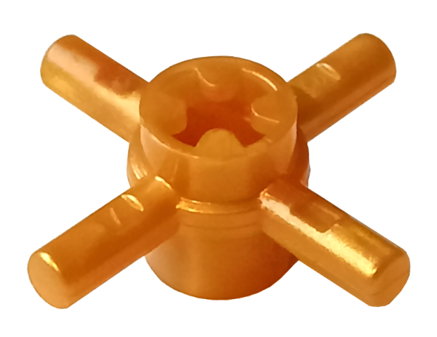 Technic Axle Connector Hub with 4 Bars at 90° in Pearl Gold