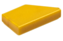 Tile 1 x 2 with Stud Notch Left in Pearl Gold