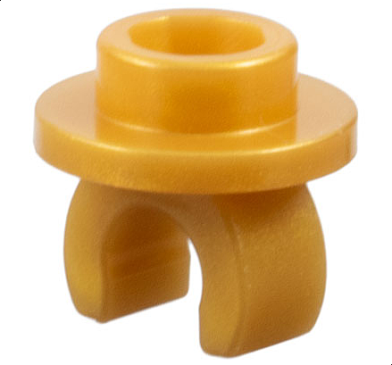 Plate Special Round 1 x 1 with Hollow Stud and Underside Clip in Pearl Gold