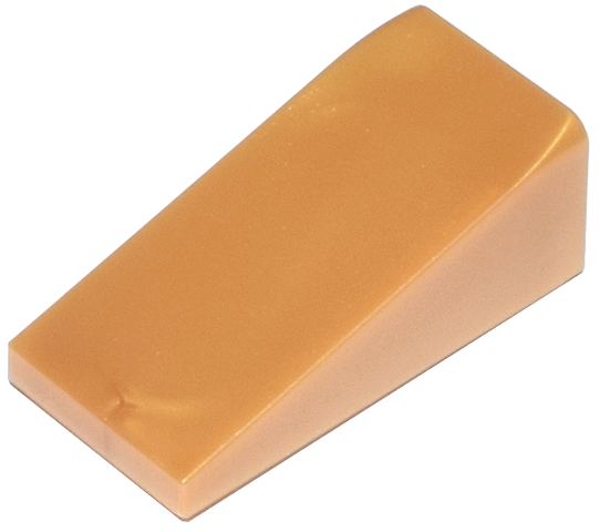 Brick Sloped 18° 2 x 1 x 2/3 in Pearl Gold