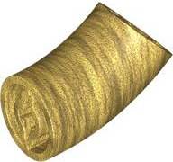 Brick Round 2 x 2 D. Tube with 45° Elbow and Axle Holes (Crossholes) at Each End [LONG] in Pearl Gold