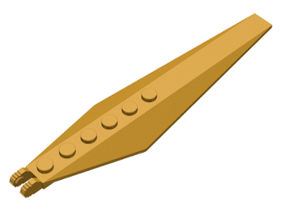 Hinge Plate 1 x 12 Locking with Angled Side Extensions and Tapered Ends, 7 Teeth in Pearl Gold