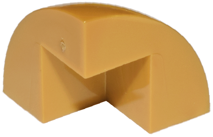 Brick Round Corner, Curved 2 x 2 x 1 2/3 Quarter Dome with 1 Cutout in Pearl Gold
