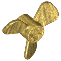 Propeller 3 Blade 3 Diameter with Axle Cross in Pearl Gold