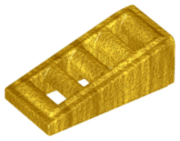 Brick Sloped 18° 2 x 1 x 2/3 with 4 Slots / Grate in Pearl Gold