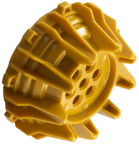 Wheel Hard Plastic with Small Cleats and Flanges in Pearl Gold