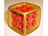 Die - 6 Sided Rubber Frame with Red Centre Studs (Board Games) in Pearl Gold