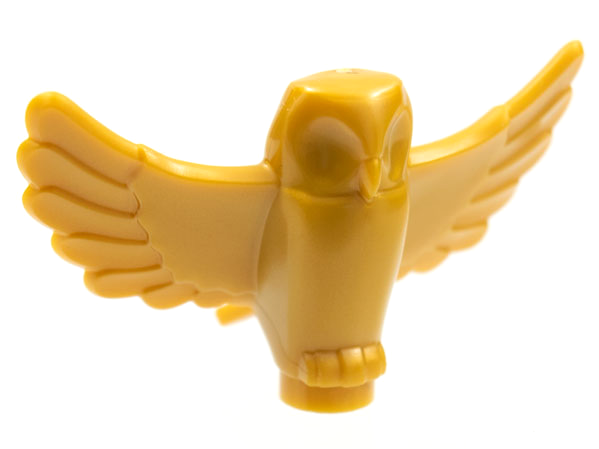 Animal, Bird, Owl Small with Open Wings [Plain] in Pearl Gold