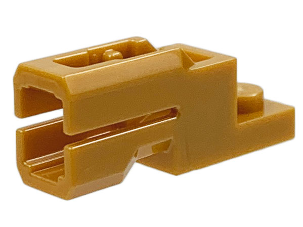 Launcher, Plate Special 1 x 2 with Mini Blaster Square in Pearl Gold