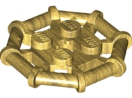 Plate Special 2 x 2 with Bar Frame Octagonal, Reinforced, Completely Round Studs in Pearl Gold