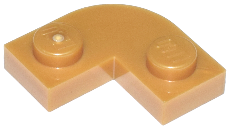 Plate Round Corner 2 x 2 with 1 x 1 Cutout in Pearl Gold
