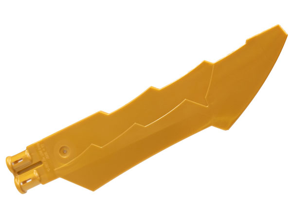Weapon Sword with Jagged Edges, Double Axle Hole in Pearl Gold