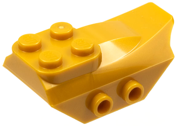 Brick Special 2 x 5 with Slope, Studs on Side in Pearl Gold