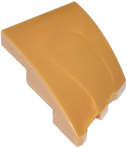 Brick Wedged, Curved 3 x 2 with Stud Notch Left in Pearl Gold