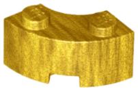 Brick Round Corner 2 x 2 Macaroni with Stud Notch and Reinforced Underside [New Style] in Pearl Gold