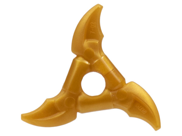 Weapon Throwing Star / Shuriken, Curved Blades in Pearl Gold