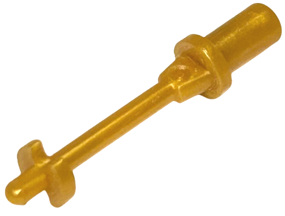 Bar 3L with Handle, Stop Ring and Side Stops (Minifig Ski Pole) in Pearl Gold