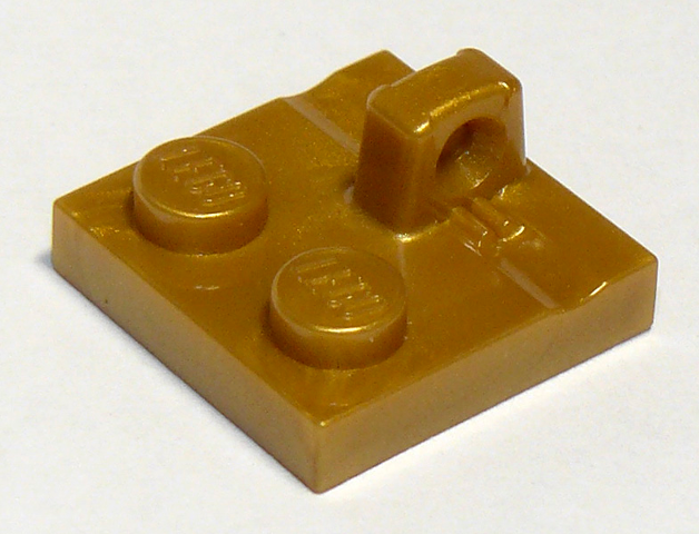 Hinge Plate 2 x 2 Locking with 1 Finger on Top in Pearl Gold