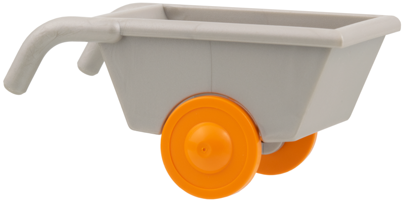 Duplo Wheelbarrow with Orange Wheels in Pearl Very Light Gray