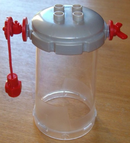 Duplo Cart Lid Octagonal with 2 x 2 Studs, Trans-Clear Cylinder and Red Weight in Pearl Very Light Gray