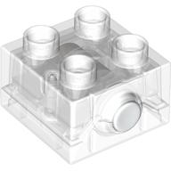 Duplo Light Brick 2 x 2 with White Button, Yellow Light in Trans-Clear
