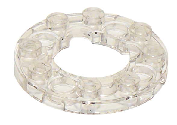 Plate Round 4 x 4 with 2 x 2 Round Opening in Trans-Clear