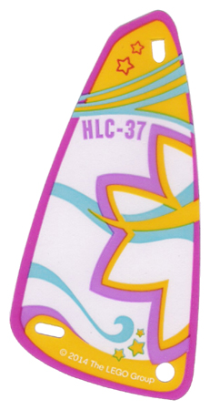 Sail, Windsurfer, Triangular with Flowers, Stars, Waves, and 'HLC-37' Print in Trans-Clear